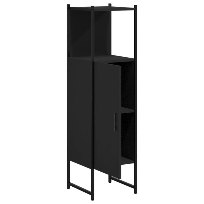 Armoire de salle de bain noir 33x33x120,5 cm bois d'ingénierie - Photo n°6