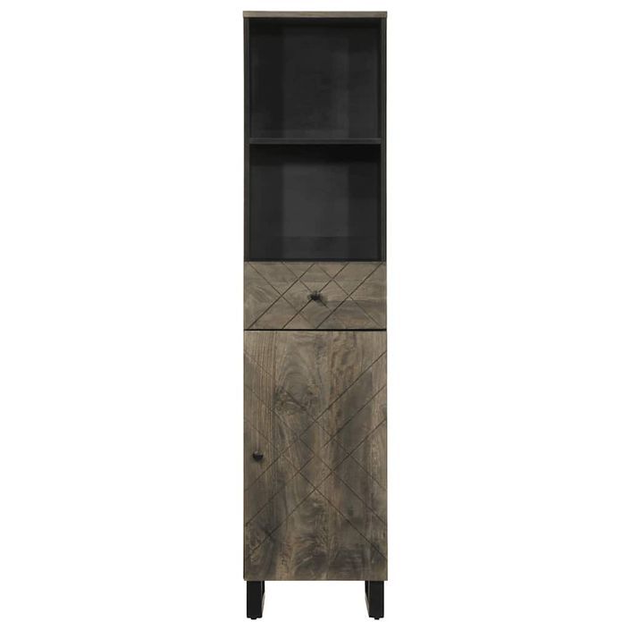 Armoire de salle de bain noir 38x33x160 cm bois massif manguier - Photo n°3