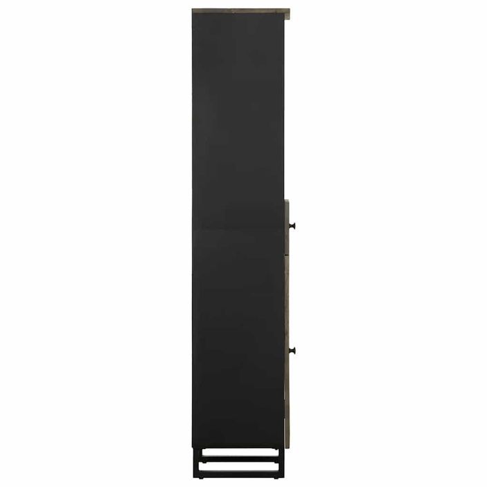 Armoire de salle de bain noir 38x33x160 cm bois massif manguier - Photo n°4