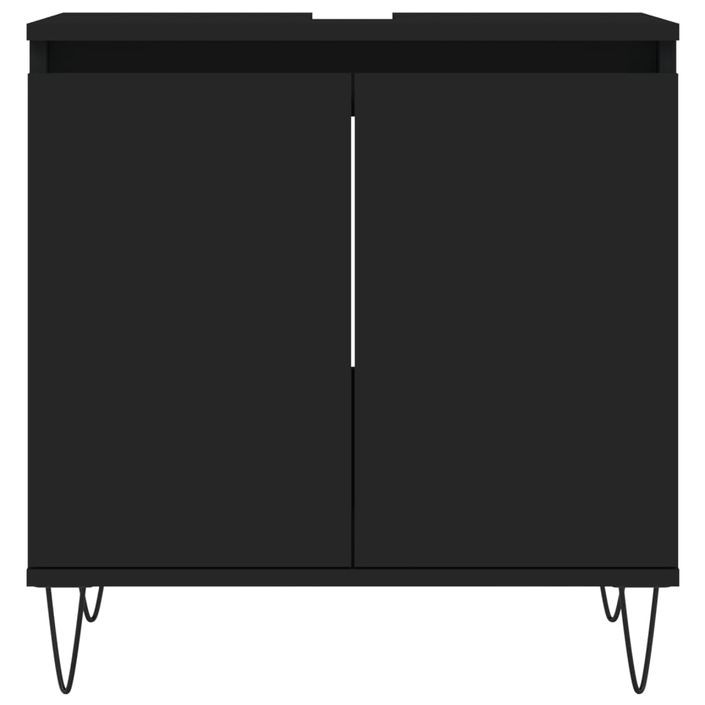 Armoire de salle de bain noir 58x33x60 cm bois d'ingénierie - Photo n°4