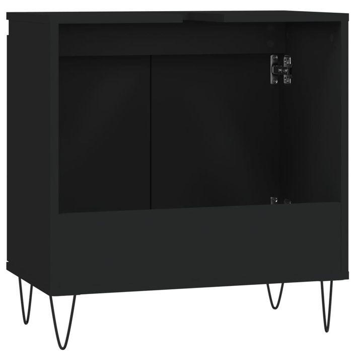 Armoire de salle de bain noir 58x33x60 cm bois d'ingénierie - Photo n°7