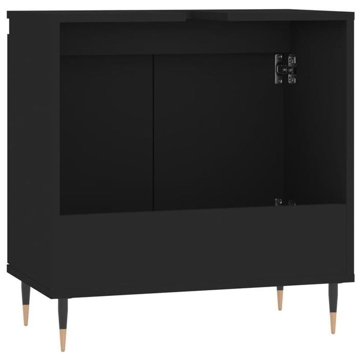 Armoire de salle de bain noir 58x33x60 cm bois d'ingénierie - Photo n°7