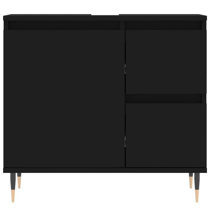 Armoire de salle de bain noir 65x33x60 cm bois d'ingénierie - Photo n°5