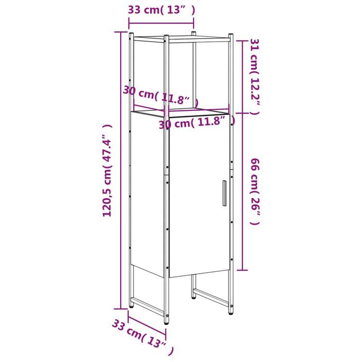 Armoire de salle de bain sonoma gris 33x33x120,5 cm - Photo n°12