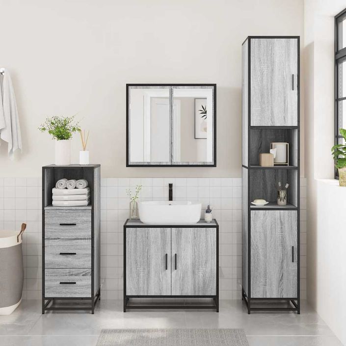 Armoire de salle de bain sonoma gris 35x37,5x100 cm - Photo n°3