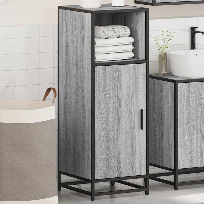 Armoire de salle de bain sonoma gris 35x37,5x100 cm - Photo n°4