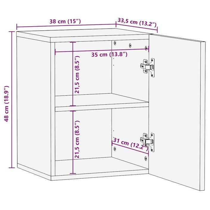 Armoire de salle de bain suspendue bois massif manguier - Photo n°11