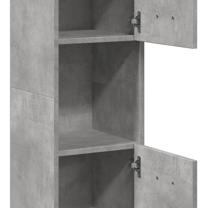 Armoire de salle de bain suspendue gris béton bois d'ingénierie - Photo n°9