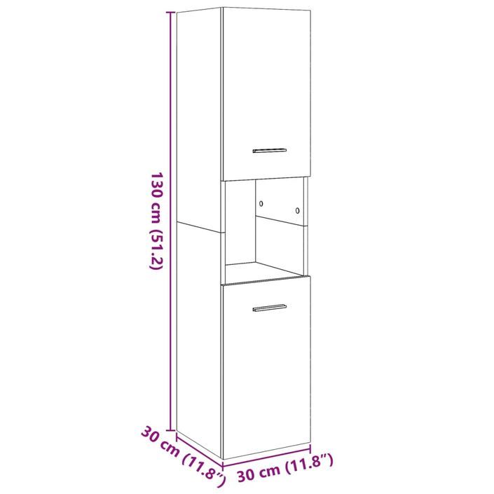 Armoire de salle de bain suspendue gris béton bois d'ingénierie - Photo n°12