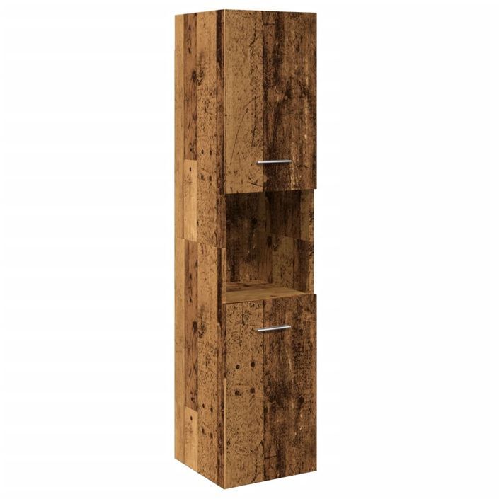 Armoire de salle de bain suspendue vieux bois bois d'ingénierie - Photo n°1