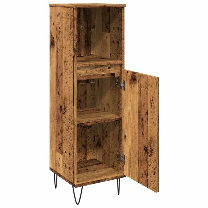 Armoire de salle de bain vieux bois 30x30x100cm bois ingénierie - Photo n°7