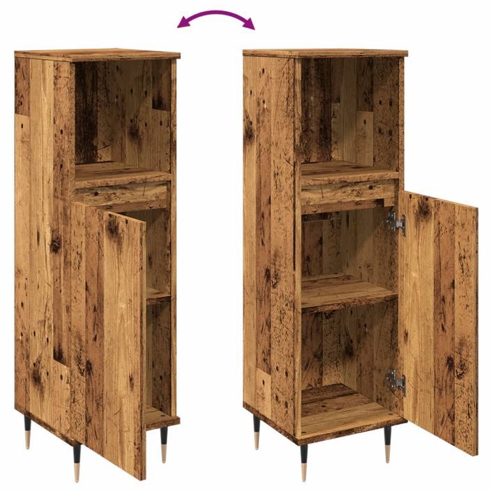 Armoire de salle de bain vieux bois 30x30x100cm bois ingénierie - Photo n°8