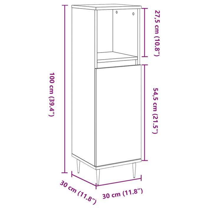 Armoire de salle de bain vieux bois 30x30x100cm bois ingénierie - Photo n°11