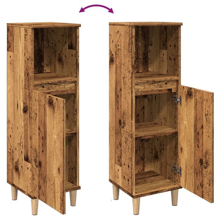 Armoire de salle de bain vieux bois 30x30x100cm bois ingénierie - Photo n°8