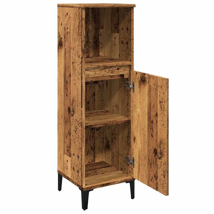 Armoire de salle de bain vieux bois 30x30x100cm bois ingénierie - Photo n°5