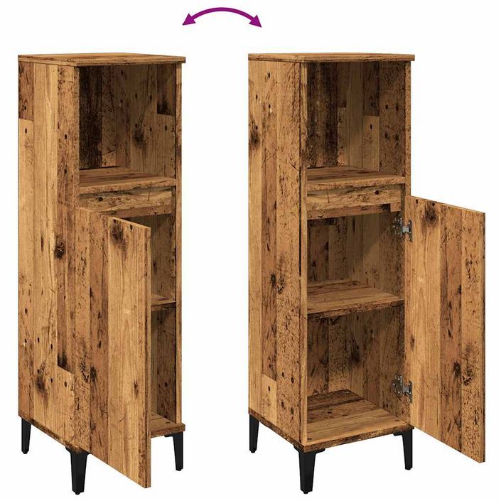 Armoire de salle de bain vieux bois 30x30x100cm bois ingénierie - Photo n°8