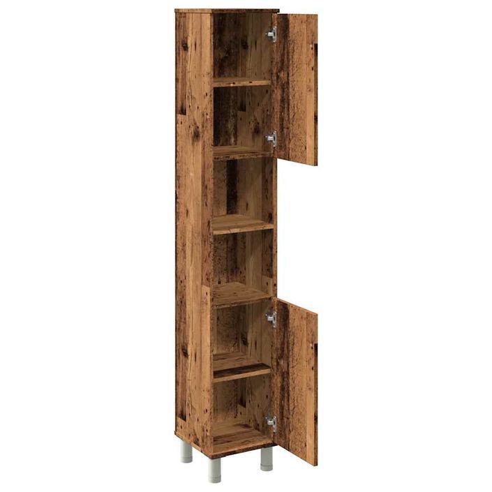 Armoire de salle de bain vieux bois 30x30x179cm bois ingénierie - Photo n°7