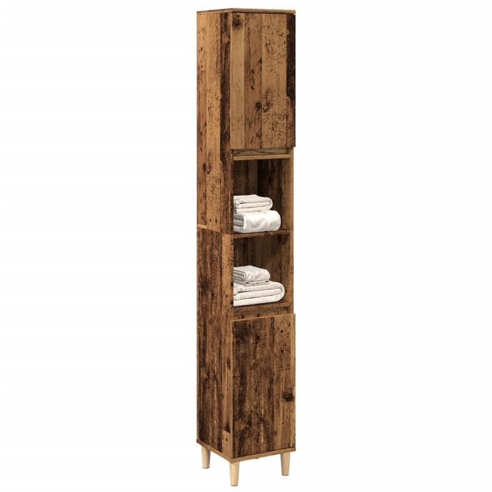 Armoire de salle de bain vieux bois 30x30x190cm bois ingénierie - Photo n°1