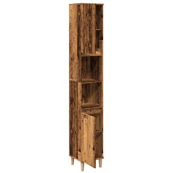 Armoire de salle de bain vieux bois 30x30x190cm bois ingénierie - Photo n°5