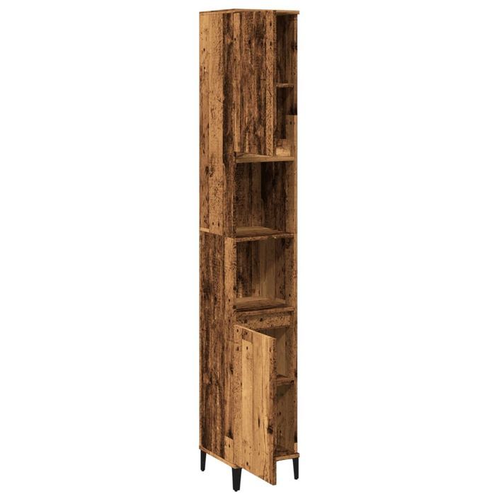 Armoire de salle de bain vieux bois 30x30x190cm bois ingénierie - Photo n°4