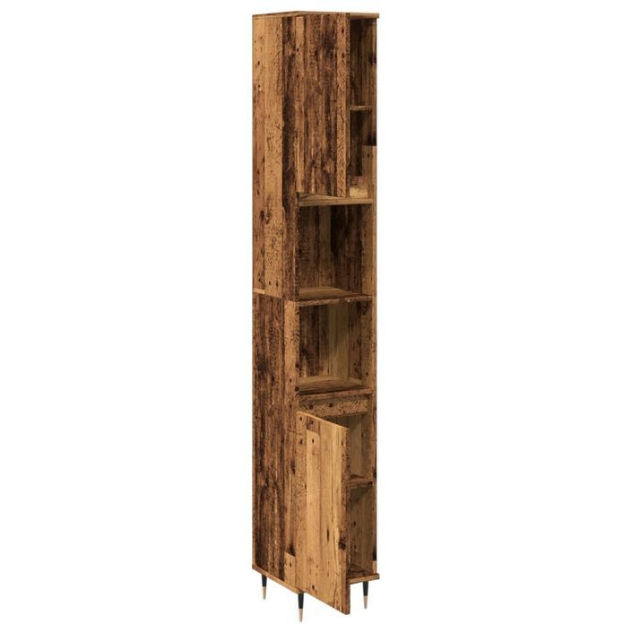 Armoire de salle de bain vieux bois 30x30x190cm bois ingénierie - Photo n°7