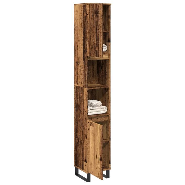 Armoire de salle de bain vieux bois 30x30x190cm bois ingénierie - Photo n°1