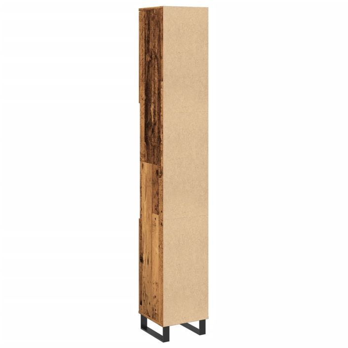 Armoire de salle de bain vieux bois 30x30x190cm bois ingénierie - Photo n°6