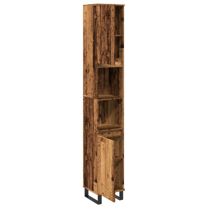 Armoire de salle de bain vieux bois 30x30x190cm bois ingénierie - Photo n°7