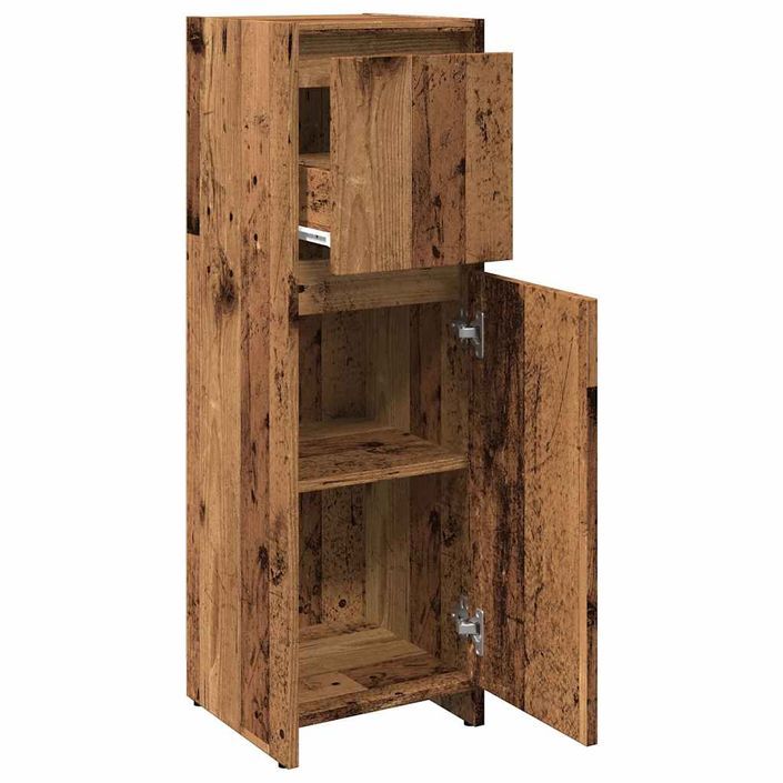 Armoire de salle de bain vieux bois 30x30x95 cm bois ingénierie - Photo n°7