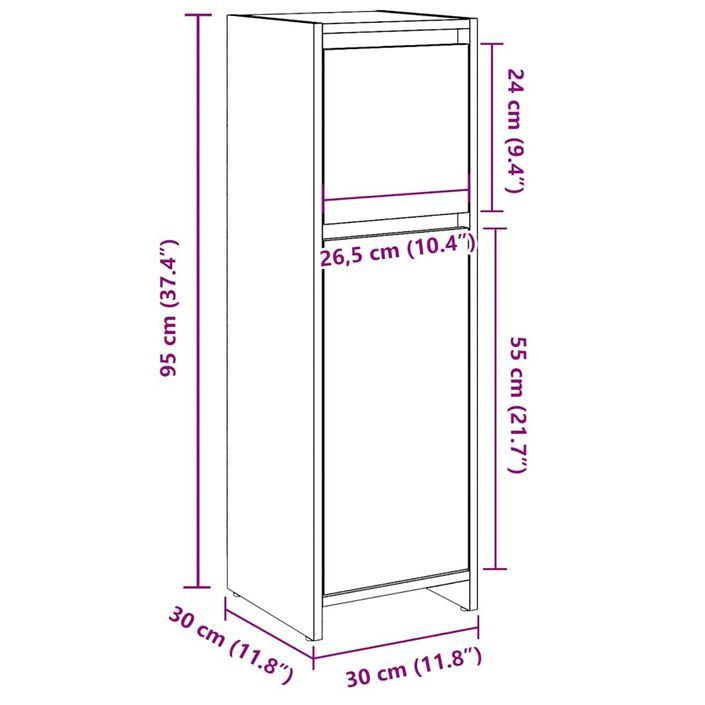 Armoire de salle de bain vieux bois 30x30x95 cm bois ingénierie - Photo n°11