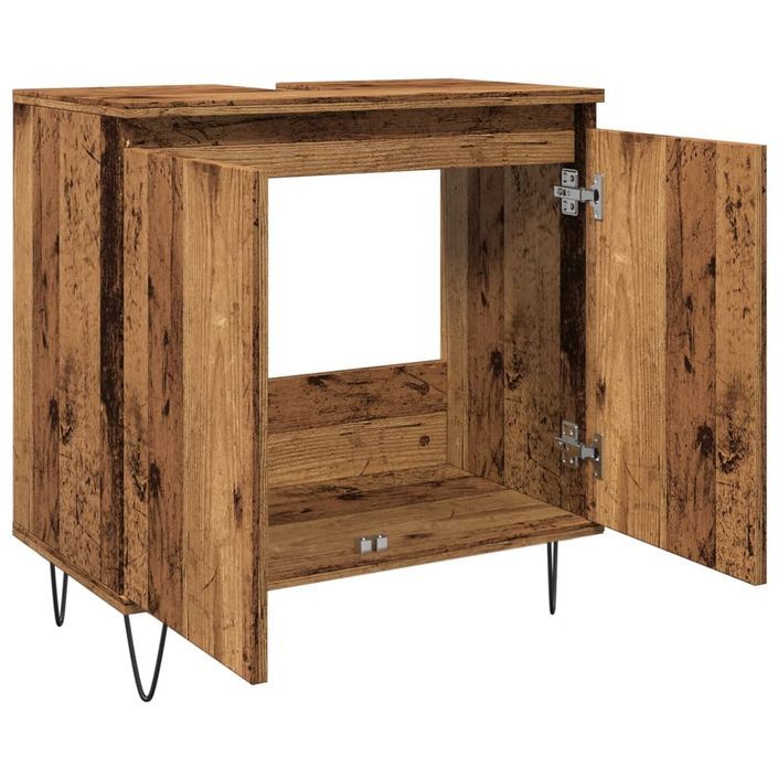 Armoire de salle de bain vieux bois 58x33x60 cm bois ingénierie - Photo n°7