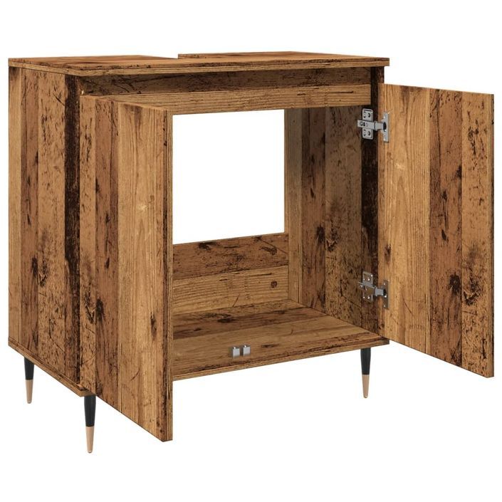 Armoire de salle de bain vieux bois 58x33x60 cm bois ingénierie - Photo n°7