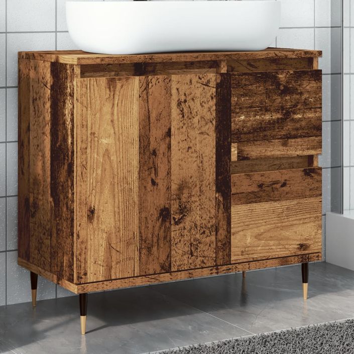 Armoire de salle de bain vieux bois 65x33x60 cm bois ingénierie - Photo n°1