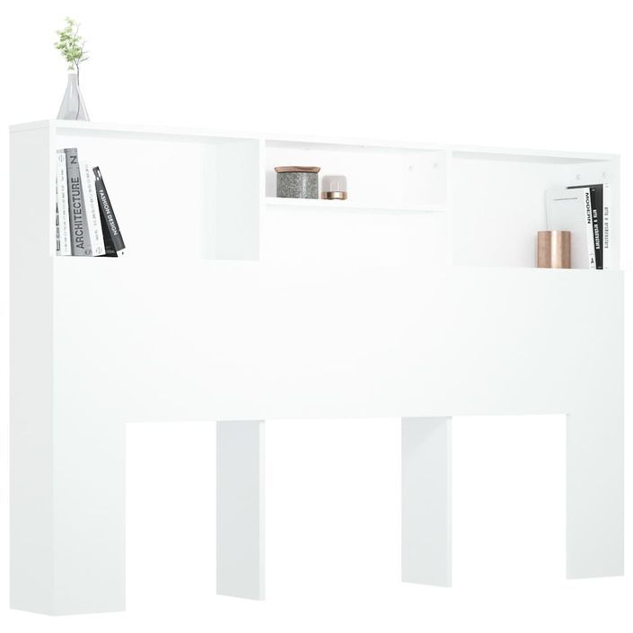 Armoire de tête de lit Blanc 160x19x103,5 cm - Photo n°4