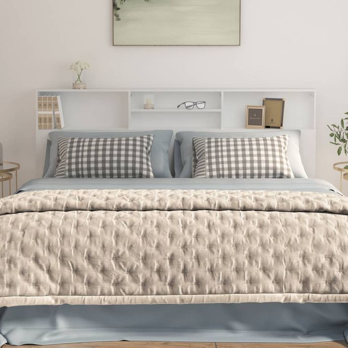 Tête de lit avec rangement Blanc 200x19x103,5 cm - Photo n°5