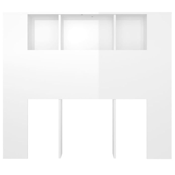 Armoire de tête de lit blanc brillant 120x18,5x102,5 cm - Photo n°4