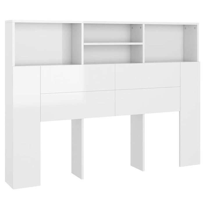 Armoire de tête de lit Blanc brillant 140x19x103,5 cm - Photo n°2