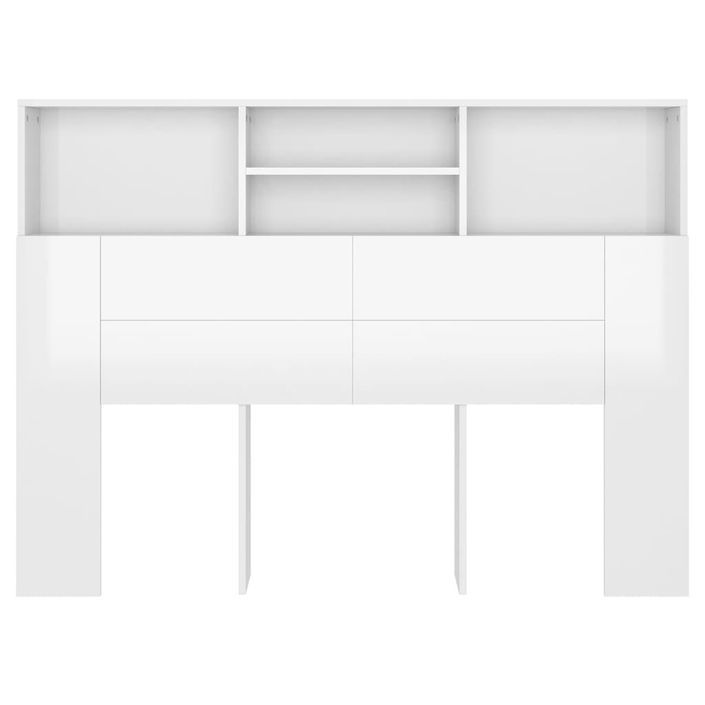 Armoire de tête de lit Blanc brillant 140x19x103,5 cm - Photo n°5