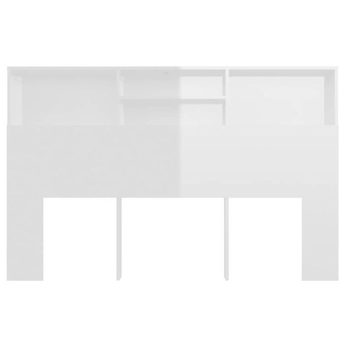 Armoire de tête de lit Blanc brillant 160x19x103,5 cm - Photo n°5