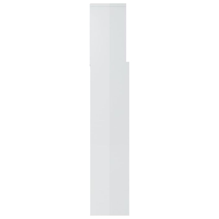 Armoire de tête de lit Blanc brillant 180x19x103,5 cm - Photo n°4