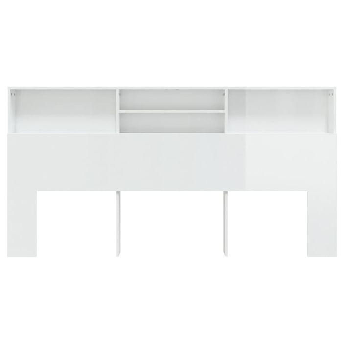 Armoire de tête de lit Blanc brillant 200x19x103,5 cm - Photo n°3