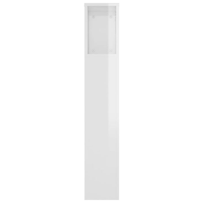 Armoire de tête de lit Blanc brillant 220x18,5x104,5 cm - Photo n°5