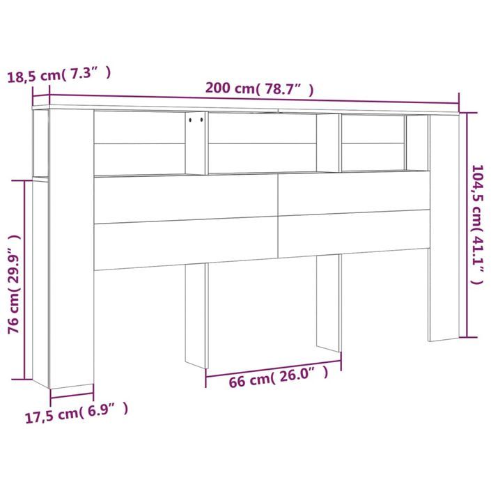 Armoire de tête de lit Chêne marron 200x18,5x104,5 cm - Photo n°7