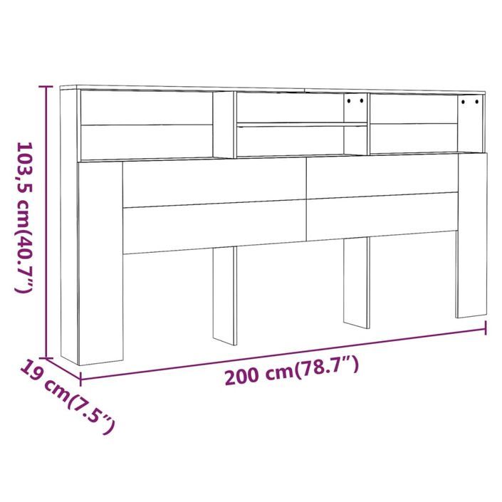 Armoire de tête de lit Chêne marron 200x19x103,5 cm - Photo n°6