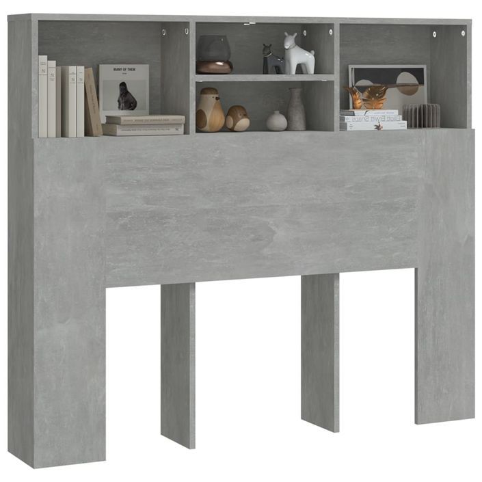 Armoire de tête de lit Gris béton 120x19x103,5 cm - Photo n°4