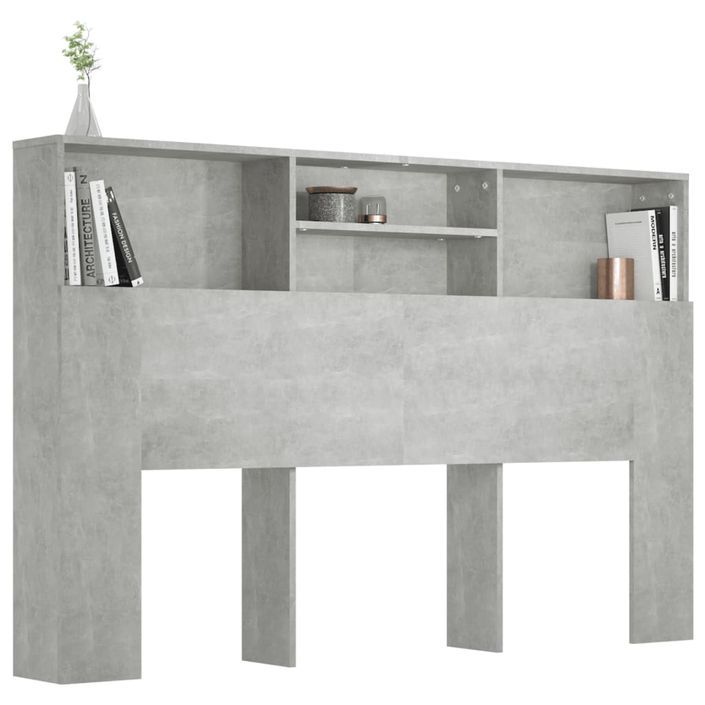 Armoire de tête de lit Gris béton 160x19x103,5 cm - Photo n°4