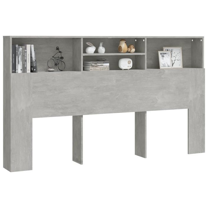 Armoire de tête de lit Gris béton 180x19x103,5 cm - Photo n°5