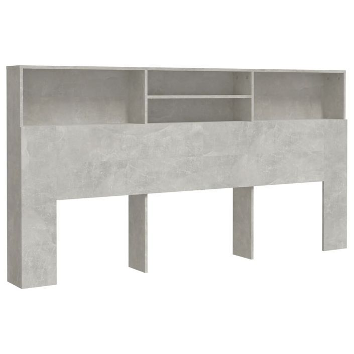 Armoire de tête de lit Gris béton 200x19x103,5 cm - Photo n°2