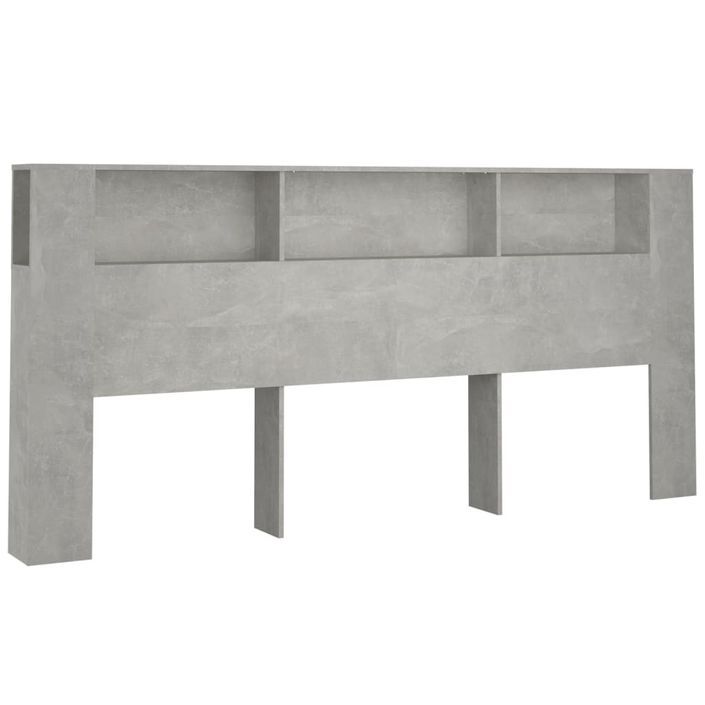 Armoire de tête de lit Gris béton 220x18,5x104,5 cm - Photo n°2