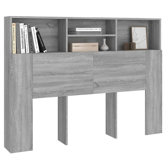 Armoire de tête de lit Sonoma gris 140x19x103,5 cm - Photo n°4